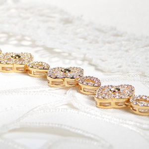 ブレスレット K18YG イエローゴールド ダイヤモンド 4.5ct クローバー ドロップ モチーフ テニスブレスレット ゴージャス ダイヤモンドブレス ダイヤブレスレット 四つ葉 豪華 レディース 