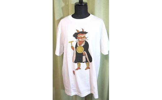 江戸時代の大津絵「鬼の念仏」をプリントしたＴシャツ（Lサイズ）