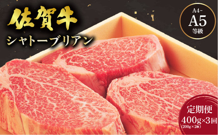 佐賀牛シャトーブリアンステーキ400g(200g×2枚)×3回定期便