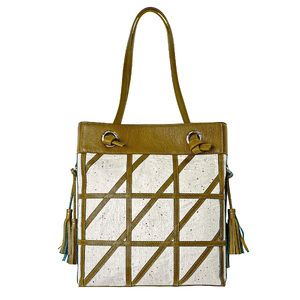 【和然WASHIKA】幾何学模様ショルダーバッグ 美濃の手漉き和紙×本革 カラー：オリーブ