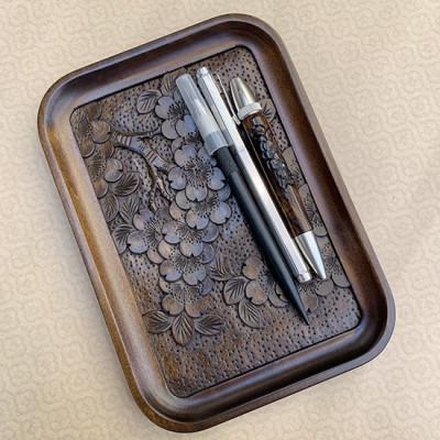 ふるさと納税 長野県 文具トレイ(さくら)(軽井沢彫) |  | 02