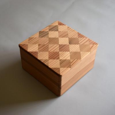 ふるさと納税 山武市 山武杉の重箱　市松　2段　6.5寸