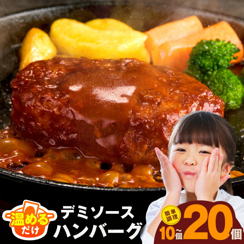 【ふるさと納税】ハンバーグ 20個 デミグラス 簡単調理 小分け 個包装 本格鉄板焼き デミソース 牛肉 冷凍 温めるだけ 湯せん 時短 惣菜 訳あり サイズ不揃い ひと手間 アレンジ カフェ風 すぐ届く 大阪府 泉佐野市 送料無料 肉の泉佐野