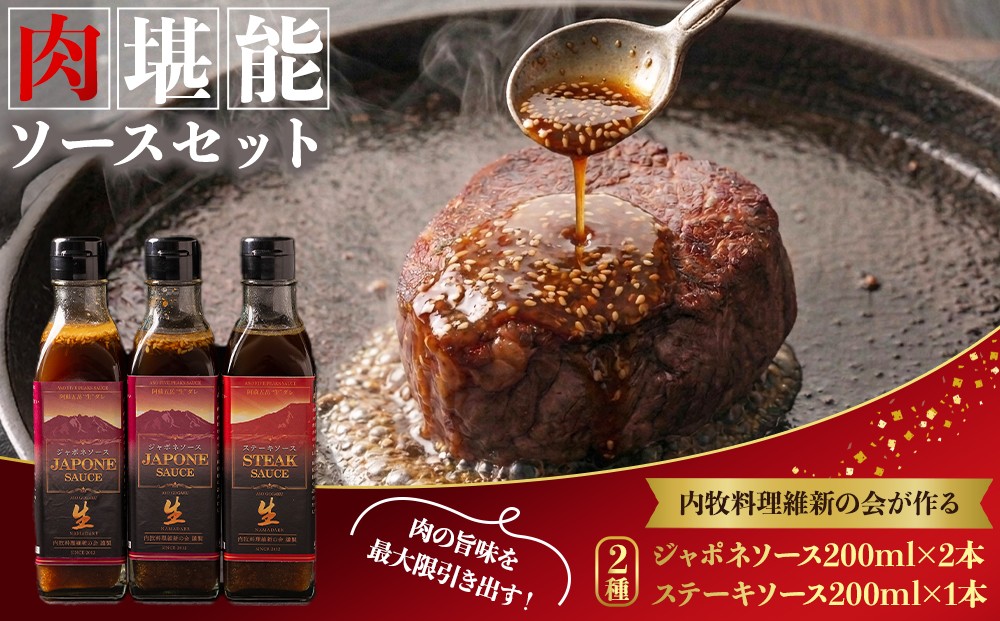 
                  内牧料理維新の会が作る、肉ソース2種セット お取り寄せ ギフト 贈答用 ふるさと納税 オリジナルソース おいしい おもてなし 人気 贅沢 BBQ 簡単 かけるだけ プレゼント お礼 熊本県 阿蘇市
                