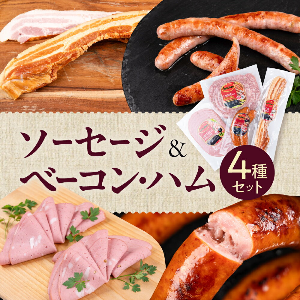 【ふるさと納税】ソーセージ＆ベーコン・ハム 4種セット 詰め合わせ おススメ セット ギフト プレゼント ハム ソーセージ ウィンナー ウインナー ベーコン ベーコンブロック ブロックベーコン スライスハム お弁当 朝食 おつまみ 便利 日用品 送料無料 愛知県 豊橋市