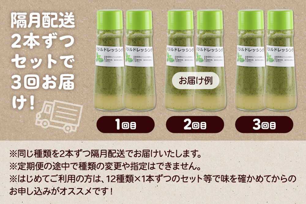 【定期便3回を隔月でお届け】自家製・群馬産野菜で手作りドレッシング バジル ドレッシング 単品 200ml×2本 泙川食品 [どれっしんぐ ドレッシング ばじる バジル]