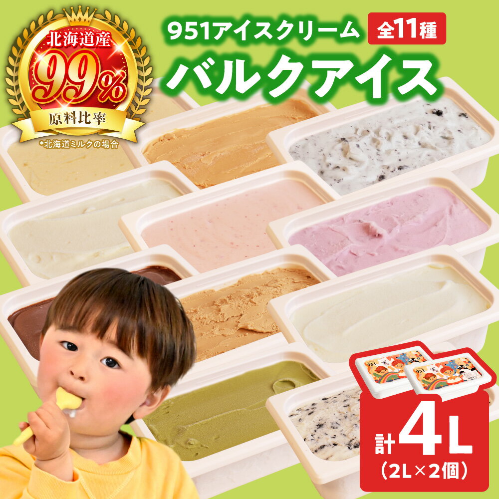 【ふるさと納税】 先行予約 951 アイスクリーム 【 選べる 種類 】 11種 2個 2L 2026年2月より順次発送 バルクアイス ミルク はちみつ いちご チョコ 抹茶 黒糖 キャラメル クッキー＆クリーム チョコミント ハスカップヨーグルト メロン スイーツ アイス 北海道 札幌市