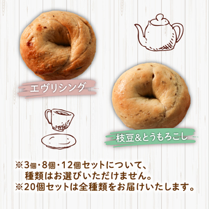 【定期便6回隔月】ベーグル 20個 (10種×2) 隔月 パン ベーグル もちもち おやつ ご飯 朝食 香川県 丸亀市【romantic018T】