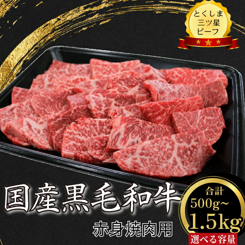 【ふるさと納税】赤身 焼肉用 500g～1.5kg 国産 黒毛和牛 とくしま三ツ星ビーフ 徳島県産 ブランド 和牛 赤身 牛肉 ふるさと納税 焼肉 お祝い ギフト 贈り物 プレゼント 【北海道・東北・沖縄・離島への配送不可】