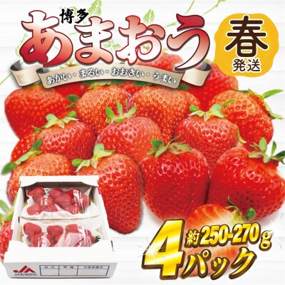 【2027年2月上旬～4月下旬発送予定】博多あまおう(春) 250g-270g×4パック(岡垣町)【配送不可地域：離島】