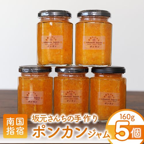 【ふるさと納税】みかん農家・坂元さんちの手作りポンカンジャム(160g×5個入)無添加・無着色・無香料にこだわったマーマレード！ ポンカン マーマレード ジャム ジャム瓶 無添加 国産【坂元果樹園】