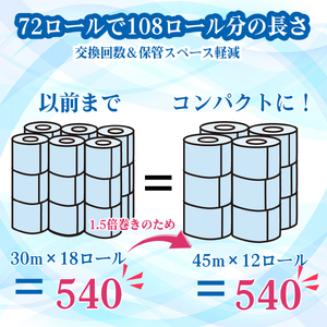 【価格改定予定】トイレットペーパー ダブル 72ロール 再生紙 100% 12個 6パック大容量 日用品