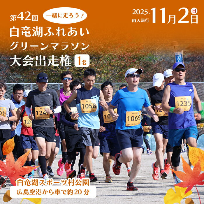 【ふるさと納税】マラソン 出走権 2025年11月2日(日)開催【第42回白竜湖ふれあいグリーンマラソン大会】出走権1人分（お弁当付）チケット イベント 体験 趣味 紅葉 広島県三原市 221001