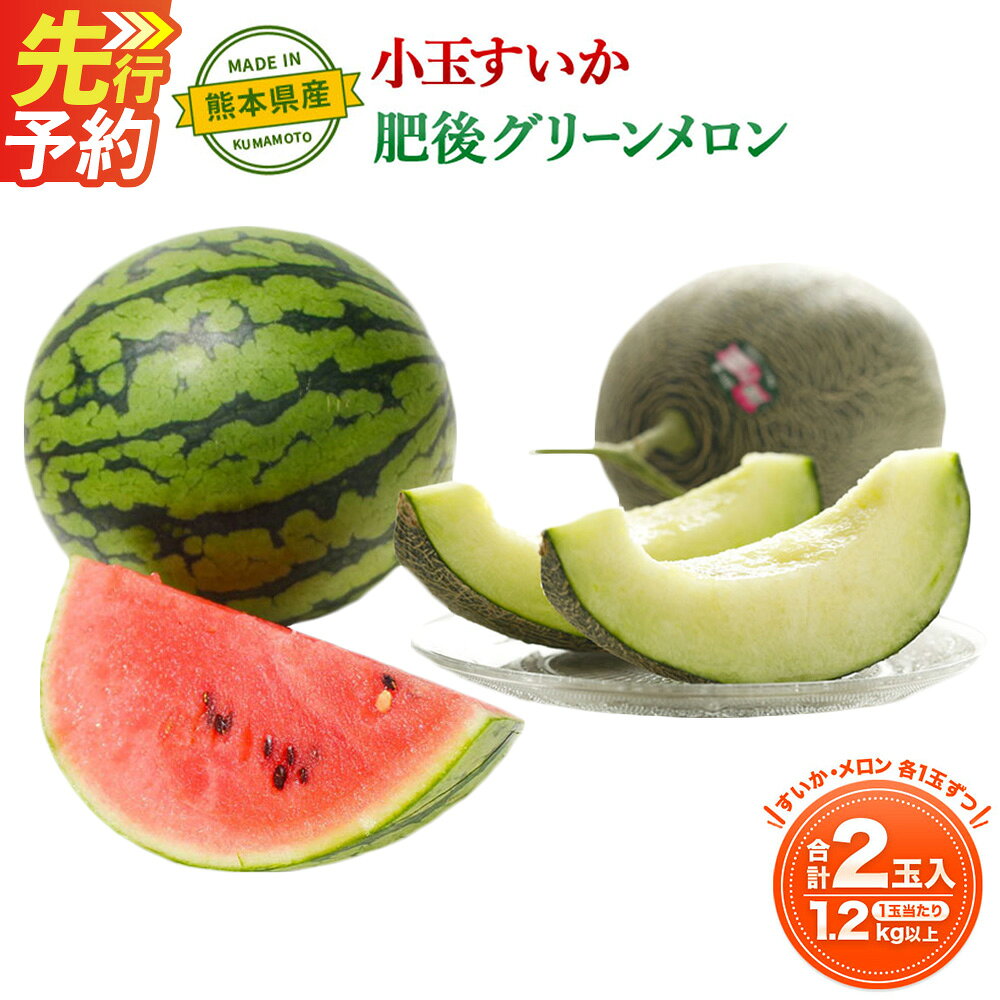 【ふるさと納税】熊本産 小玉すいか＆肥後グリーンメロン 各1玉 1玉1.2kg以上 小玉すいか スイカ 肥後グリーンメロン メロン 高糖度 16度〜17度 フルーツ 果物 果実 食べ比べ セット 熊本県産 九州 送料無料 【2027年4月下旬～7月上旬迄順次発送予定】