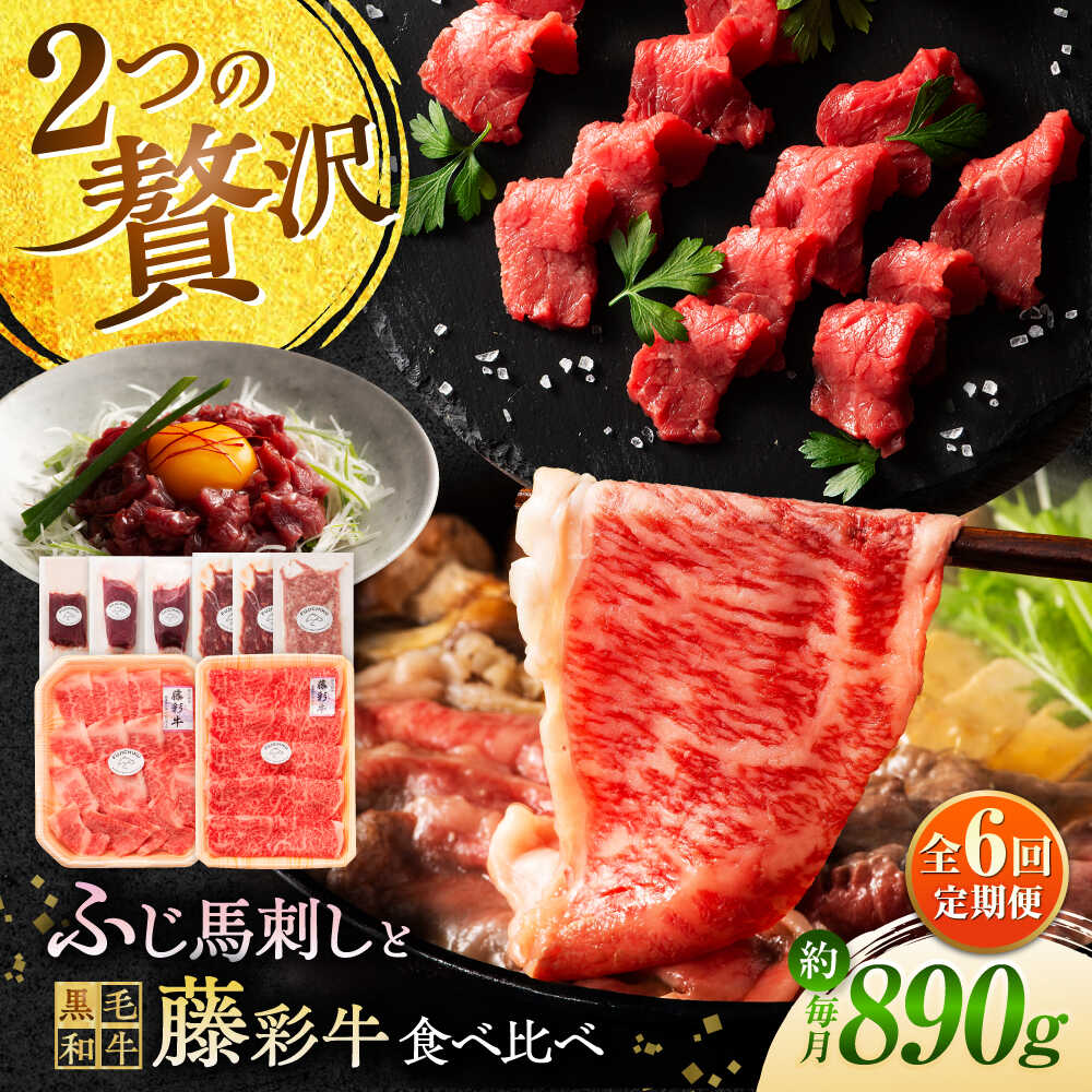 【ふるさと納税】【全6回定期便】「フジチクオリジナル」ふじ馬刺しと藤彩牛の贅沢食べ比べセット 3906 / 熊本県 菊陽町 肉 にく 新鮮 お祝 ギフト 贅沢 誕生日 ご褒美 厳選 牛 ぎゅう 【株式会社フジチク】[BHAD055]