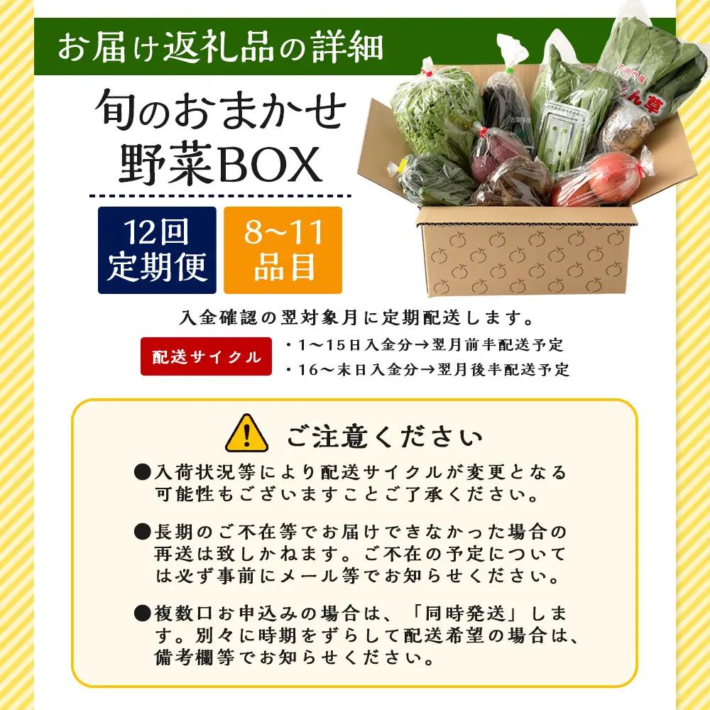 【12ヶ月定期便】旬のおまかせ 野菜 BOX 野菜定期便 旬の野菜 詰め合わせ 野菜 新鮮 野菜 8～10品目 H-13