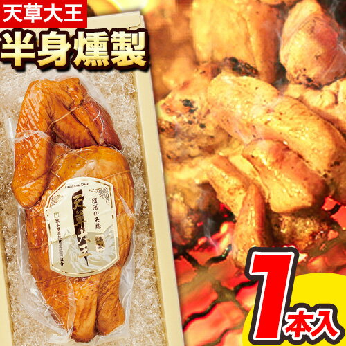 【ふるさと納税】【幻の地鶏】天草大王半身燻製 1本入(約650g以上) 大海水産株式会社《11月上旬-12月末頃出荷》熊本県 長洲町 燻製 地鶏 チキン 鶏肉 スモーク おつまみ 冷蔵 送料無料