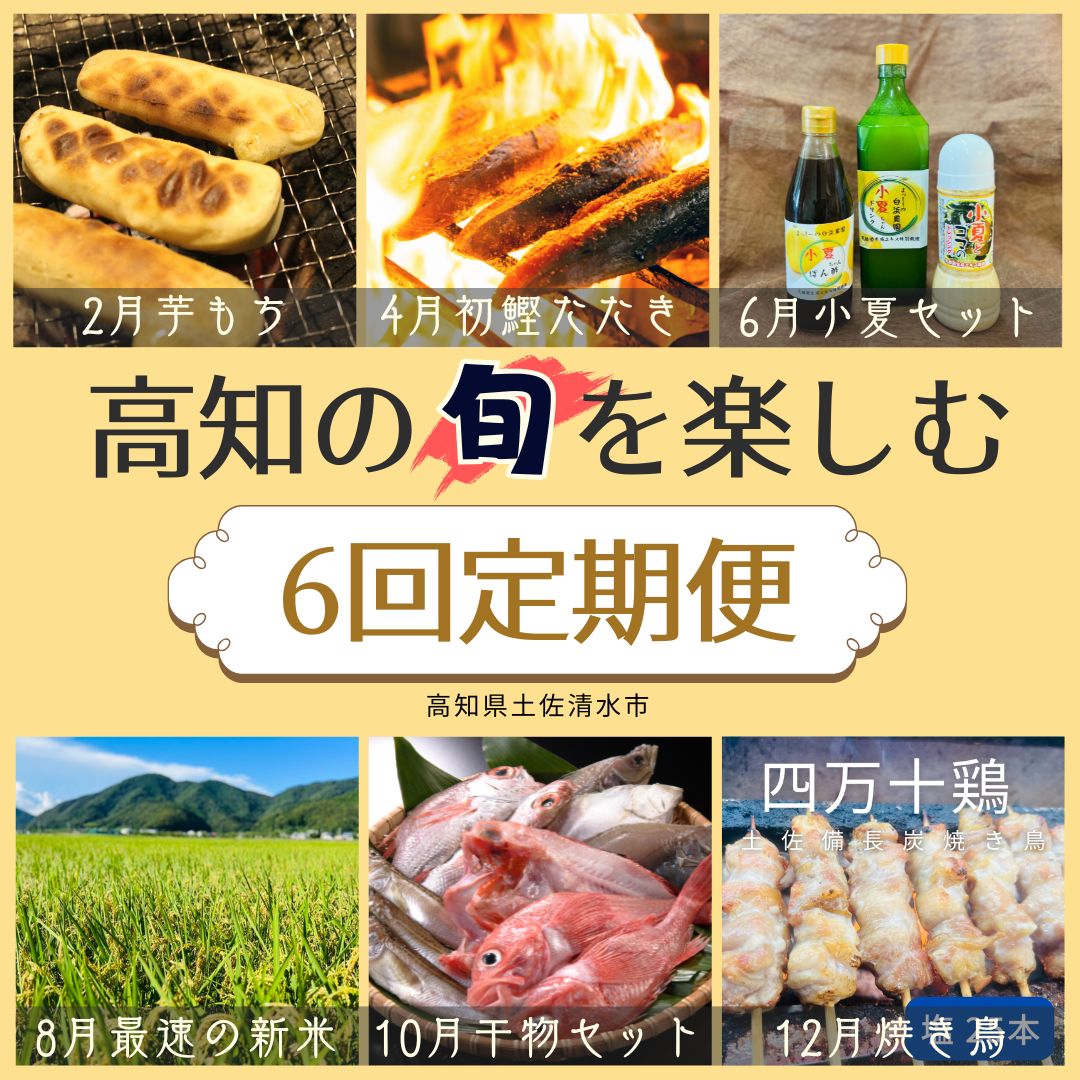 【ふるさと納税】定期便 6回 隔月 数量限定 高知の旬を楽しむセット 初鰹 かつおたたき かつお 焼き鳥 小夏 ドレッシング 米 新米 コシヒカリ 干物 芋もち 餅 頒布会 グルメ 海の幸 山の幸 美味しい 高知県 高知 土佐清水 故郷納税 返礼品【J00228】