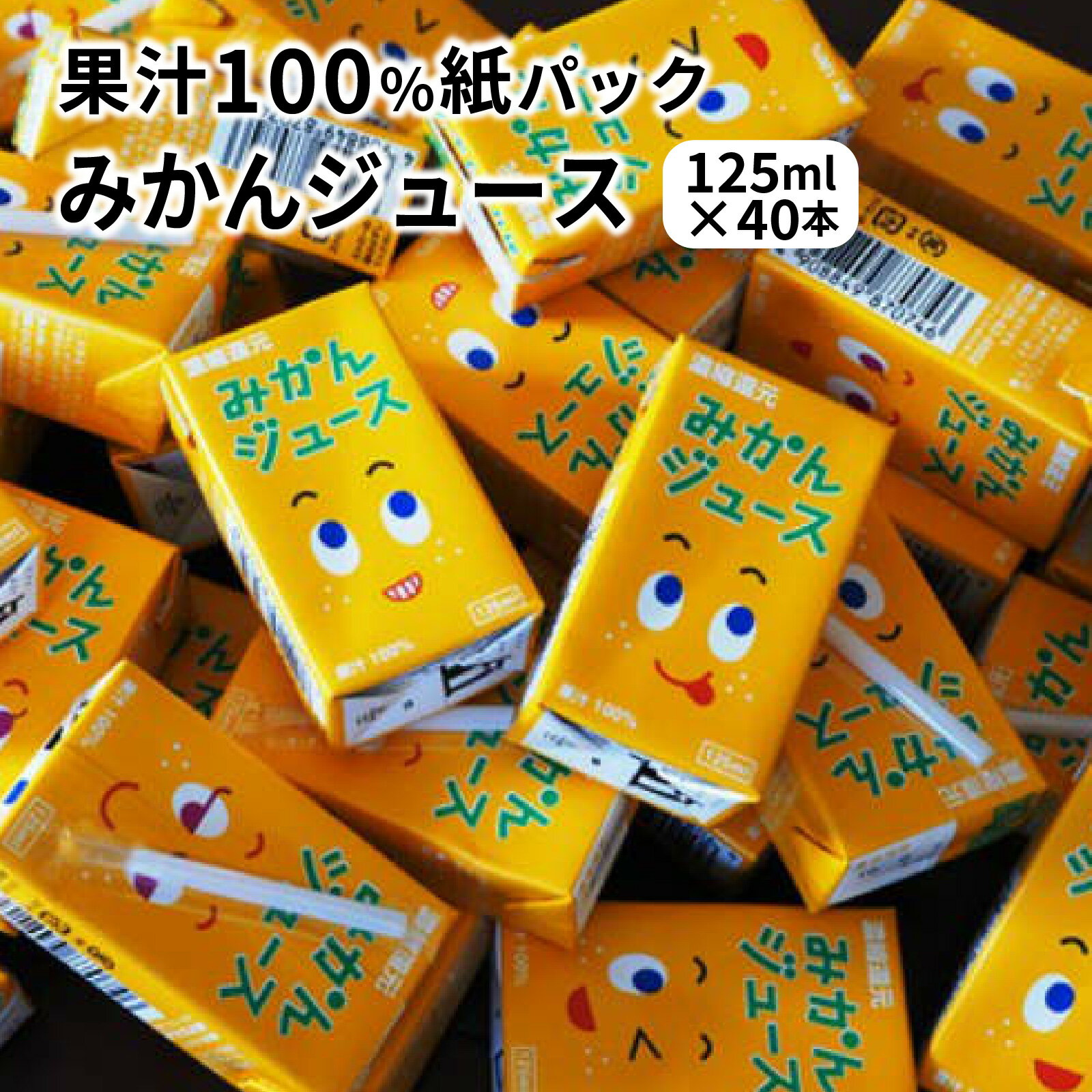 【ふるさと納税】みかんジュース 125ml × 40本 果汁 100％ 紙パック ジュース 小さなお子様 飲みきりサイズ 温州みかん ビタミンC フルーツジュース ご当地ジュース ストロー付き おすそわけ お出かけ 送料無料