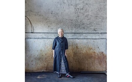 手染めリネン2wayワンピース サイズ1 BLACK（泥藍染）　AO065