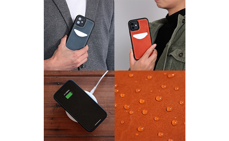 iPhoneケース  iPhone 14 ケース カードポケット スマホケース 本革 AG1929   ORANGE