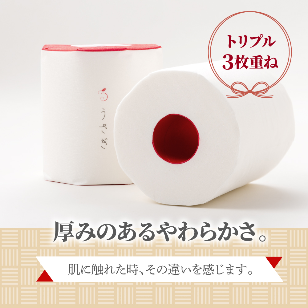 【望月製紙】トイレットペーパー 無香料 うさぎ6ロールギフトボックス 高級 トリプル 3枚重ね 22ｍ やわらか 箱入り 贈答 プレゼント ギフト お祝い お返し 人気 かわいい 高知県 土佐市【望月製紙株式会社】 [BQAR007]