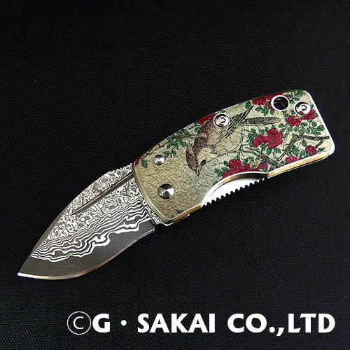 【ふるさと納税】浮紋-UKIMON-ダマスカス 【山茶花（さざんか）】H25-21 ポケットナイフ