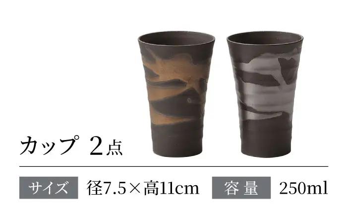 【美濃焼】 金銀流し ほろ酔いカップ ペア 【株式会社二幸】 酒器 タンブラー ビアカップ[MCZ165]