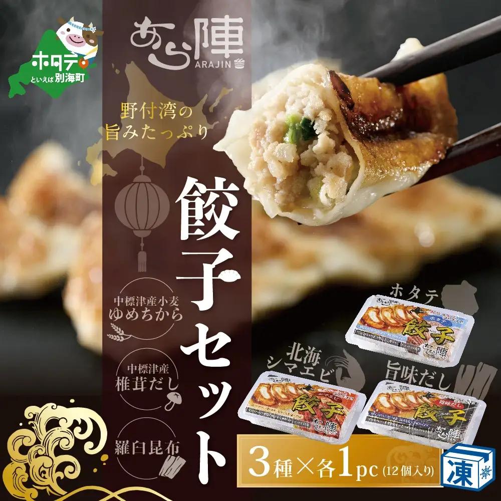 北海道産 旨みたっぷり 野付湾 北海シマエビ餃子計12個 ホタテ餃子計12個 旨味だし計12個 ホタテ 別海町