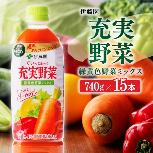 伊藤園 充実野菜 緑黄色野菜ミックス 740g×15本 ペットボトル 【 飲料類 ソフトドリンク 野菜ジュース 】 宮崎県川南町