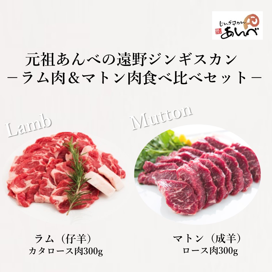 ラム肩ロース肉 ＆ マトンロース肉 食べ比べセット（ラム300g・マトン300g）【元祖「あんべ」の遠野ジンギスカン】