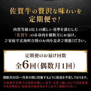 【上撰】佐賀牛-赤身-極味肉定期便（隔月1回　計6回お届け）【Z044】