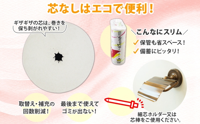 コアレス トイレットペーパー ダブル 65ｍ 60ロール 芯なし 香りなし まとめ買い トイレ リサイクル 長持 防災 常備品 日用雑貨 消耗品 生活必需品 備蓄 ペーパー 紙 北海道 倶知安町 日用