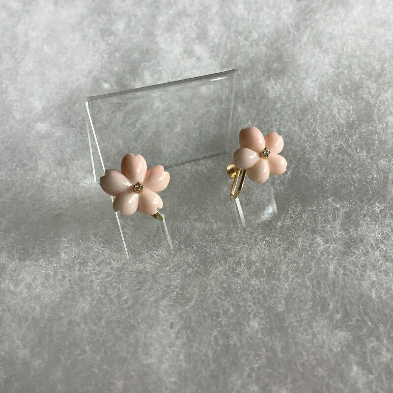 【ふるさと納税】 サンゴ イヤリング アクセサリー ヒメ珊瑚 珊瑚 サンゴアクセサリー 桜 さくら 花 さんご ジュエリー ダイヤモンド 職人 高知県 南国市