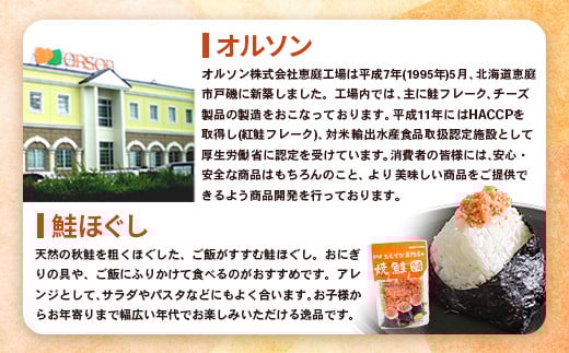 【定期便：全3回】オルソンおむすび専門店の焼鮭ほぐし身44ｇ×4袋