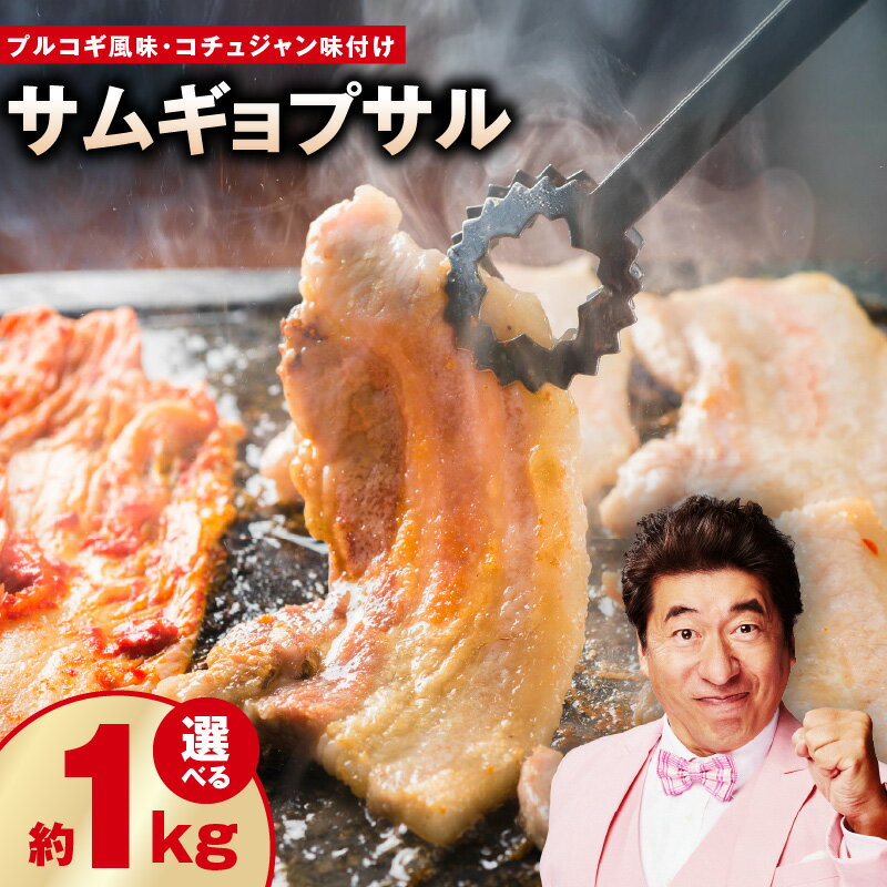 【ふるさと納税】味付き サムギョプサル 約1kg 500g × 2パック プルコギ風味 コチュジャン味付け 食べ比べ セット 味付き肉 ピリ辛 焼き肉 BBQ デジカルビ 真空パック お取り寄せ お取り寄せグルメ 大阪府 泉佐野市 送料無料 肉の泉佐野