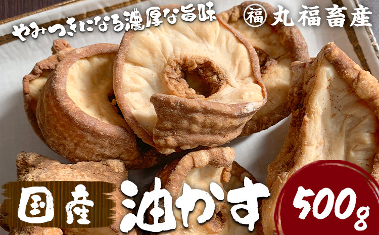 
                  国産油かす 500g 丸福畜産《30日以内に出荷予定(土日祝除く)》大阪府 羽曳野市 あぶらかす 国産 国産牛 黒毛和牛 使用 小腸 揚げ物  
                