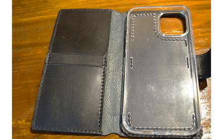 本革製手帳型iPhoneカバー iPhone12ProMax用 ＜ブラウン＞ 国産牛ヌメ革 スマホ 手帳型 カバー iPhone iPhone12 iPhone12Pro 本革 レザー 革製品 ブラウ
