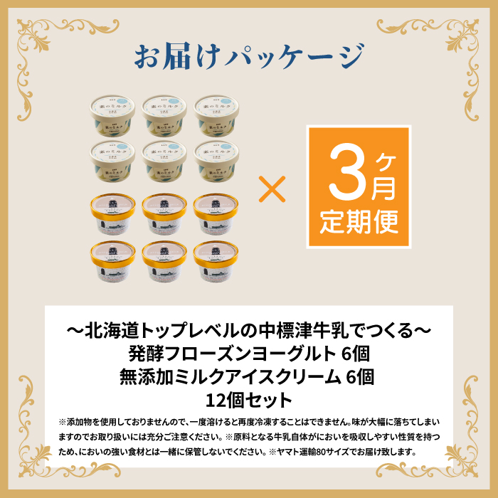 北海道 プレミアムミルクアイスクリーム×6個とフローズンヨーグルト×6個セット計12個　３ｶ月定期便【11151】_イメージ5