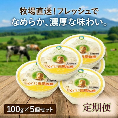 【ふるさと納税】【毎月定期便】くずまき高原牧場 クリームチーズ【プレーン】100g×5個セット全8回【配送不可地域：離島】【4078674】