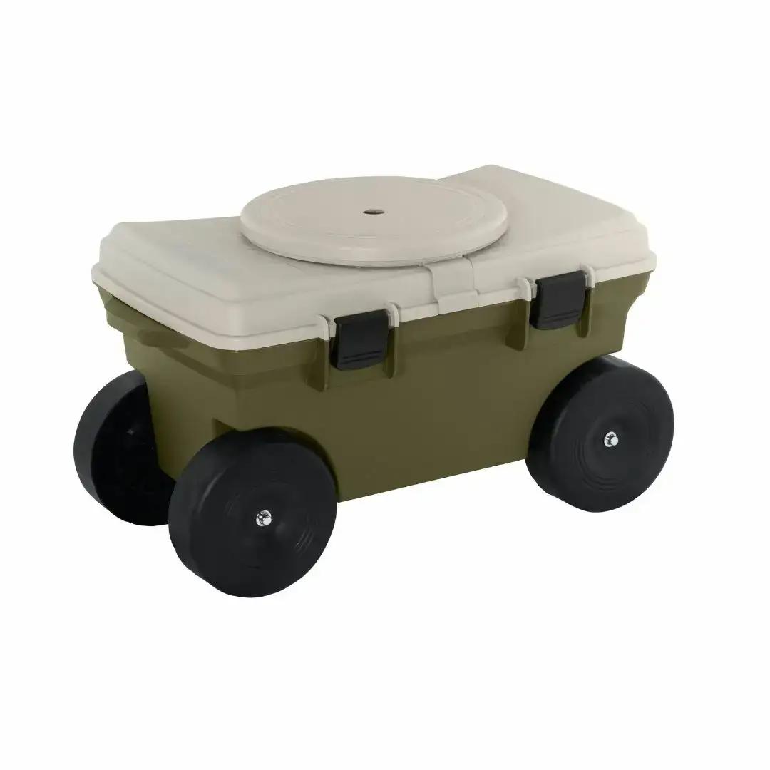 フィールドカート KURURI オリーブグリーン 収納付き 回転座面 耐荷重80kg 座ったまま回転 ガーデニング 園芸 草刈り 腰かけ 腰掛け 台車 椅子【010S655】