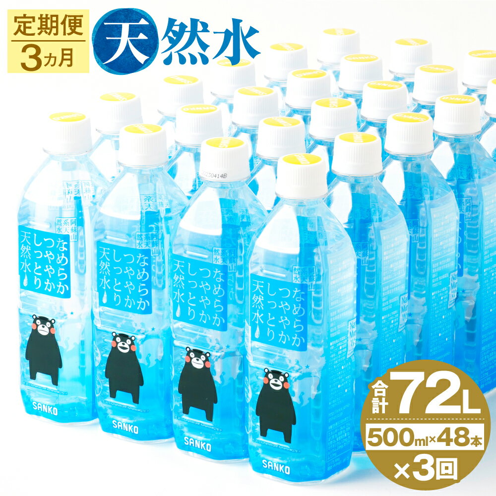 【ふるさと納税】【3ヶ月定期便】なめらかつややかしっとり天然水 500ml 合計144本 24本×2ケース×3ヶ月 《お申し込みの翌月から出荷》天然水 軟水 鉱水 シリカ水 飲料水 ミネラルウォーター ドリンク ペットボトル 熊本県 菊池市 定期便 3ヶ月お届け 3回お届け 送料無料