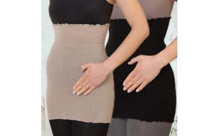 M205　シルク腹巻きブラックサンドベージュ