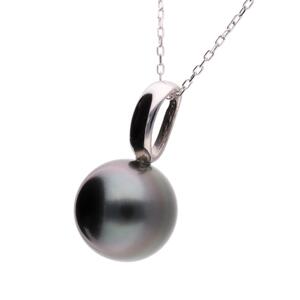 【響】一粒 クロチョウパール プラチナ ペンダント｜無調色 黒蝶真珠（タヒチアンパール） 10mm PT900