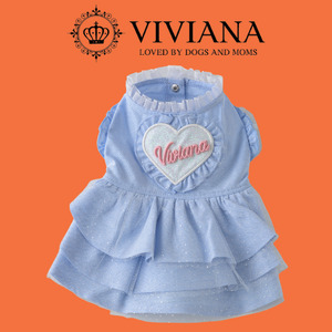 犬 服 ドッグウェア「VIVIANA」ハートロゴワンピース（LightBlue）|犬用 服 ペット犬 ドッグ ペット用品 愛犬 ファッション 秦野 神奈川