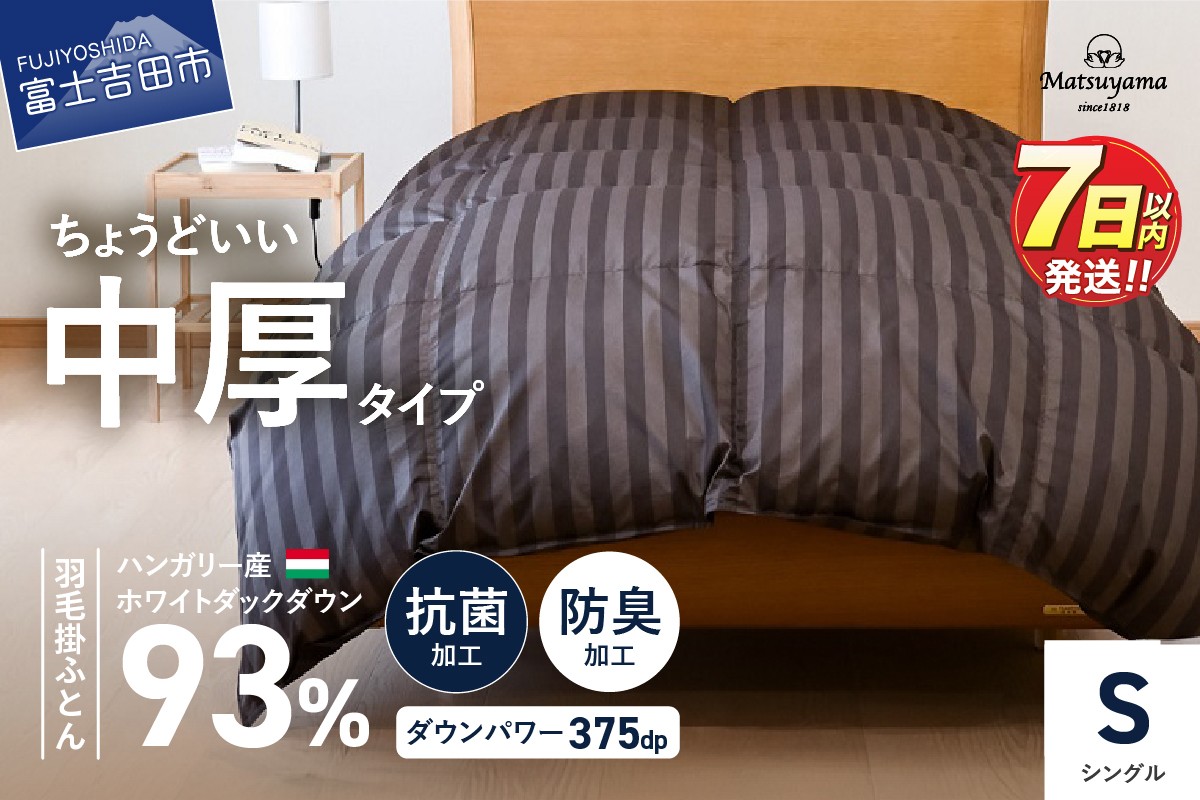 【ダニ忌避率95.9％】ちょうどいい中厚タイプの羽毛布団【ホテル仕様】シングル ディープブラウン