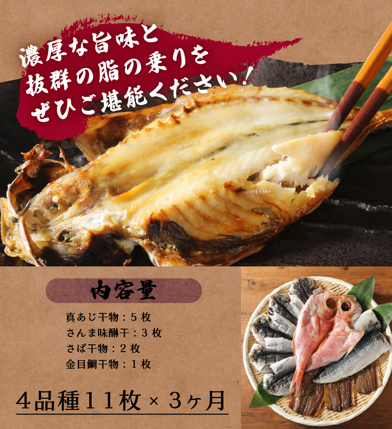 【小木曽商店】干物詰合せ【Bセット】定期便　６ヶ月　３回