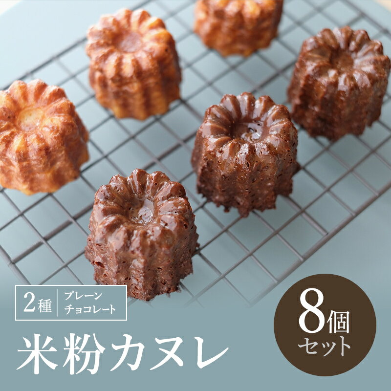【ふるさと納税】米粉カヌレ 2種 8個 セット プレーン チョコ グルテンフリー 小麦粉不使用 外はカリッ 中はモチッ 新食感 スイーツ 焼き菓子 お取り寄せ お菓子 個包装 冷凍保存 詰め合わせ 贈り物 プレゼント 京都 京田辺市