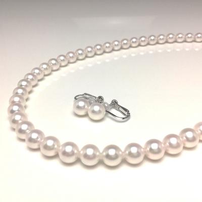 ふるさと納税 志摩市 アコヤ真珠ネックレス・イヤリングセット  7.0〜7.5ミリ　ホワイト・ホワイトピンク系高品質パール |  | 01