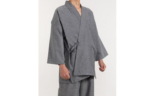 061-28　【黒・LLサイズ】織り・縫製　地元遠州製　菱織作務衣